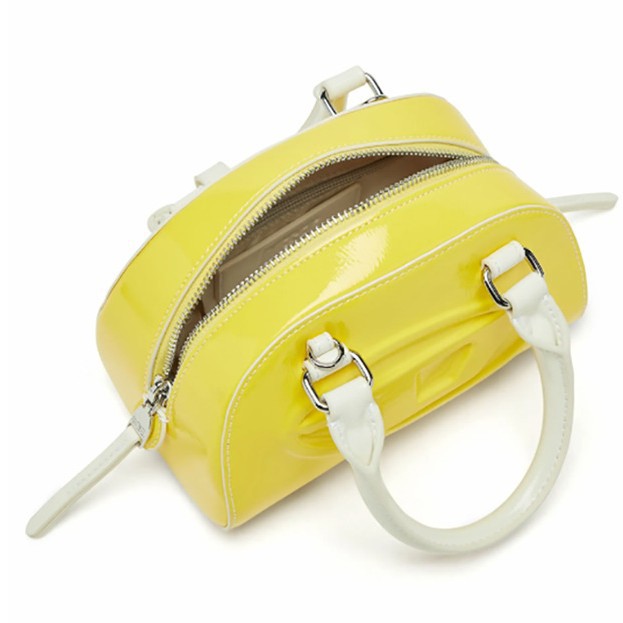 Top Handle Patent Bag - Bright Yellow Shiny Patent PU Mini