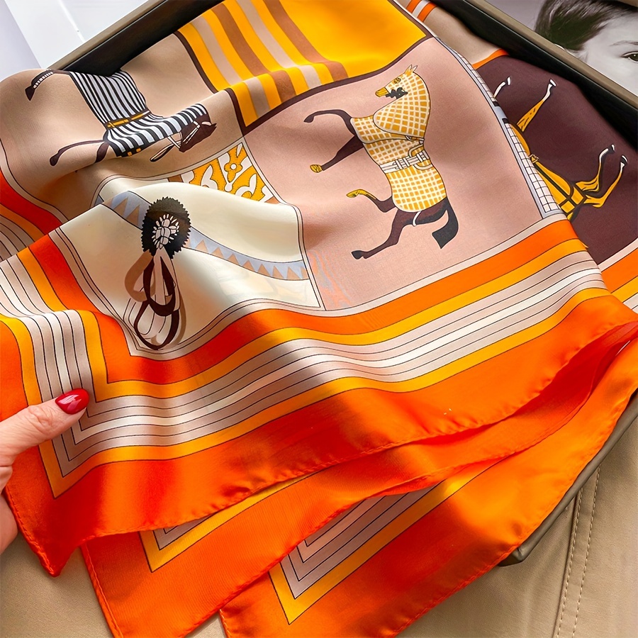 Luxury Horse Pattern Silk Squa - Luxury Bags Office 评论和价格