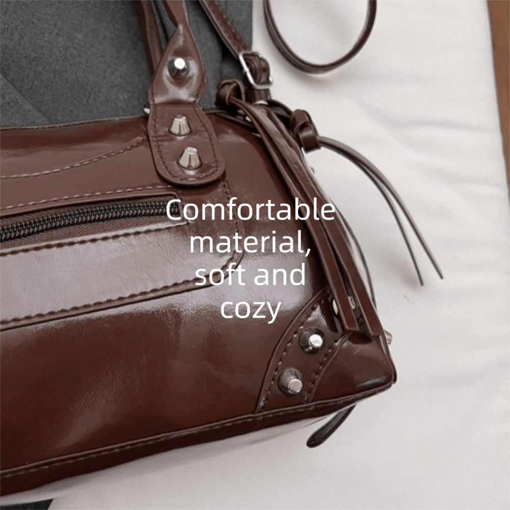 Fashion Rivets Pillow Bag Larg - Top Handle Patent Bag 评论和价格