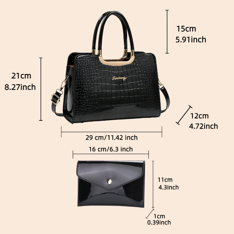 2-piece women's matching bag s - Top Handle Patent Bag 评论和价格