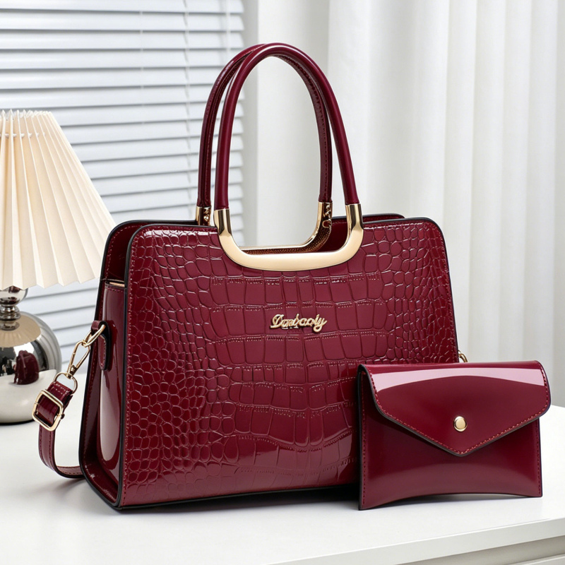2-piece women's matching bag s - Top Handle Patent Bag 评论和价格
