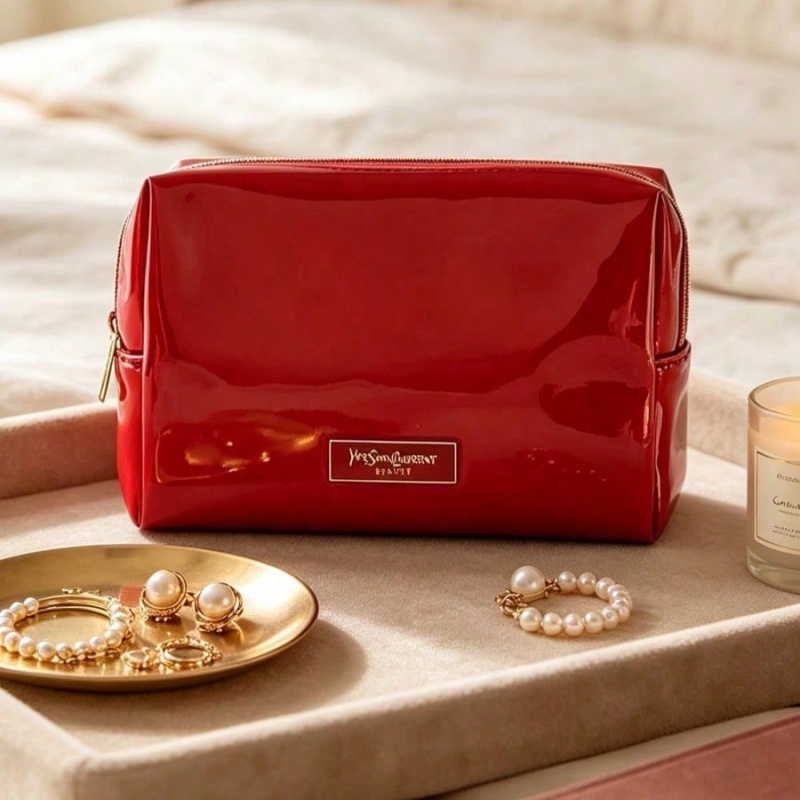 YSL BEAUTE Red Faux Leather Ma - Luxury Bags Ysl 评论和价格