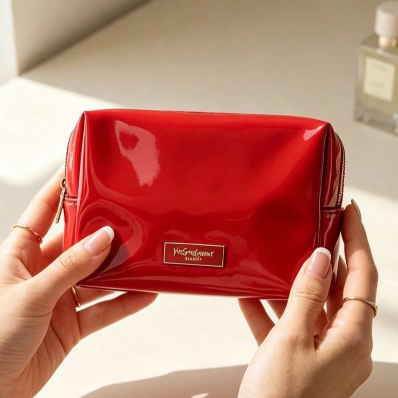 YSL BEAUTE Red Faux Leather Ma - Luxury Bags Ysl 评论和价格