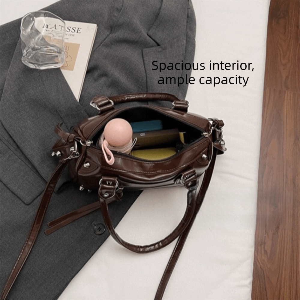 Fashion Rivets Pillow Bag Larg - Top Handle Patent Bag 评论和价格