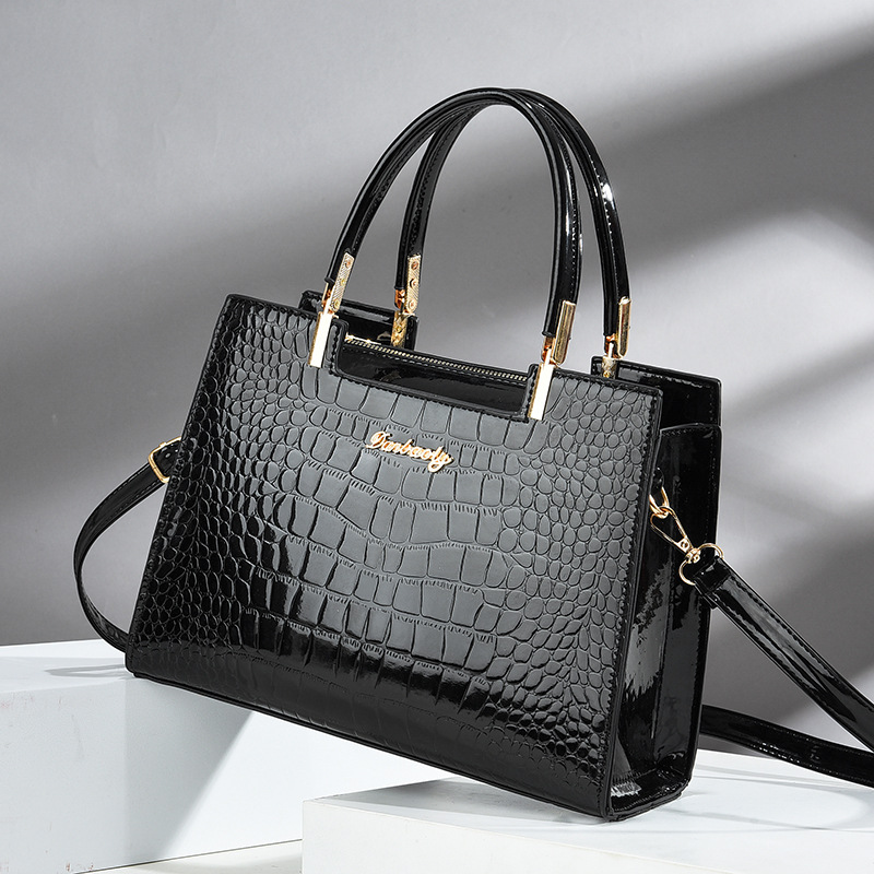 Crocodile Embossed Tote Bag, P - Top Handle Patent Bag 评论和价格