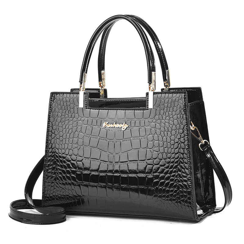 Crocodile Embossed Tote Bag, P - Top Handle Patent Bag 评论和价格