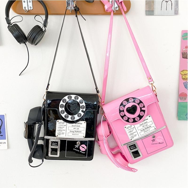 G5AE Women Telephone Shaped Ha - Top Handle Patent Bag 评论和价格