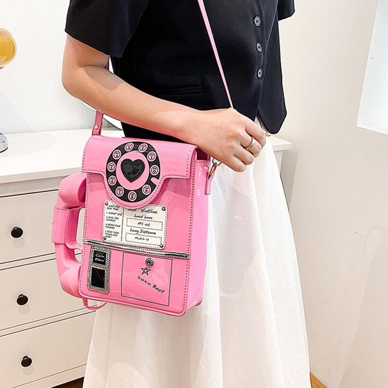 G5AE Women Telephone Shaped Ha - Top Handle Patent Bag 评论和价格