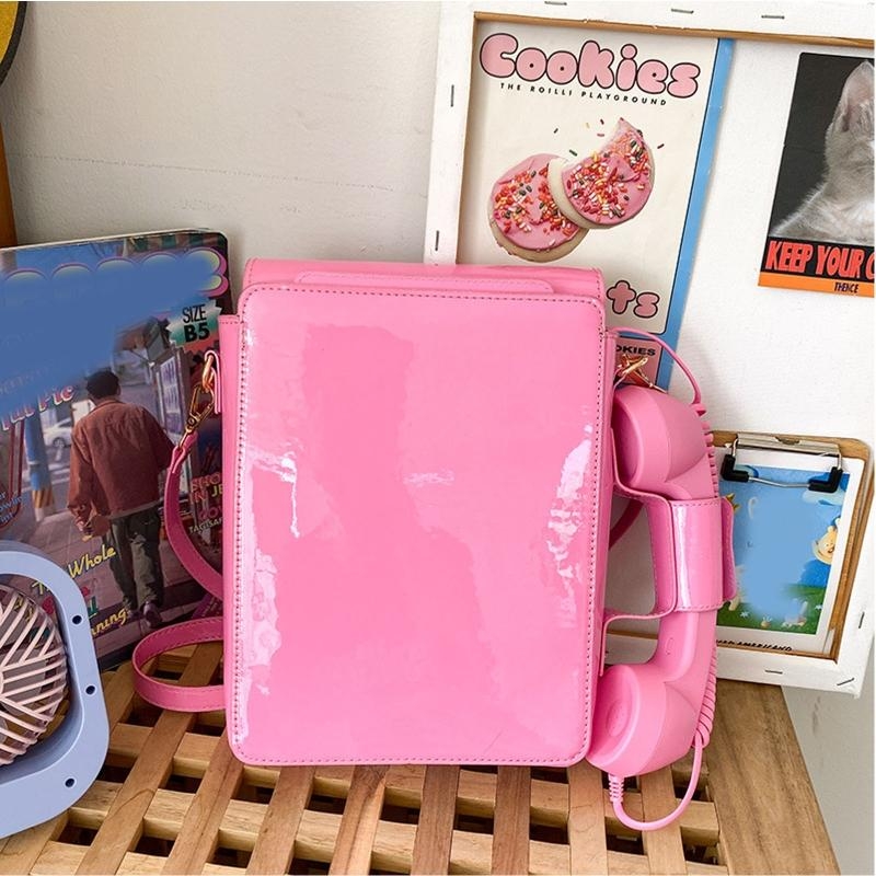 G5AE Women Telephone Shaped Ha - Top Handle Patent Bag 评论和价格