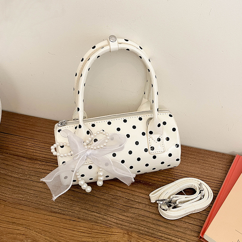 Korean Polka Dot Mini Handbag  - Top Handle Patent Bag 评论和价格