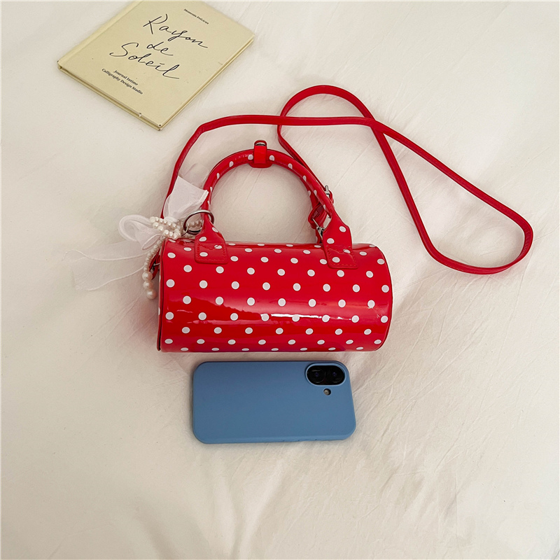 Korean Polka Dot Mini Handbag  - Top Handle Patent Bag 评论和价格